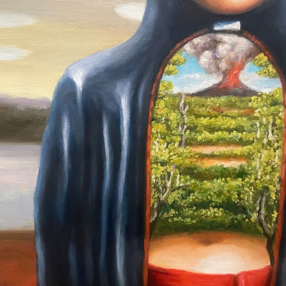 A Fantasy Oil Painting with Volcano & Forest Inside the Human Body - Picture 4 of 7